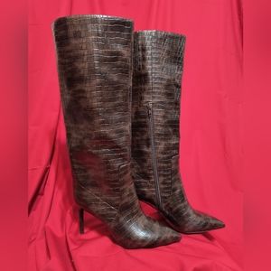 Women's vegan leather crocodile tall boots size 9